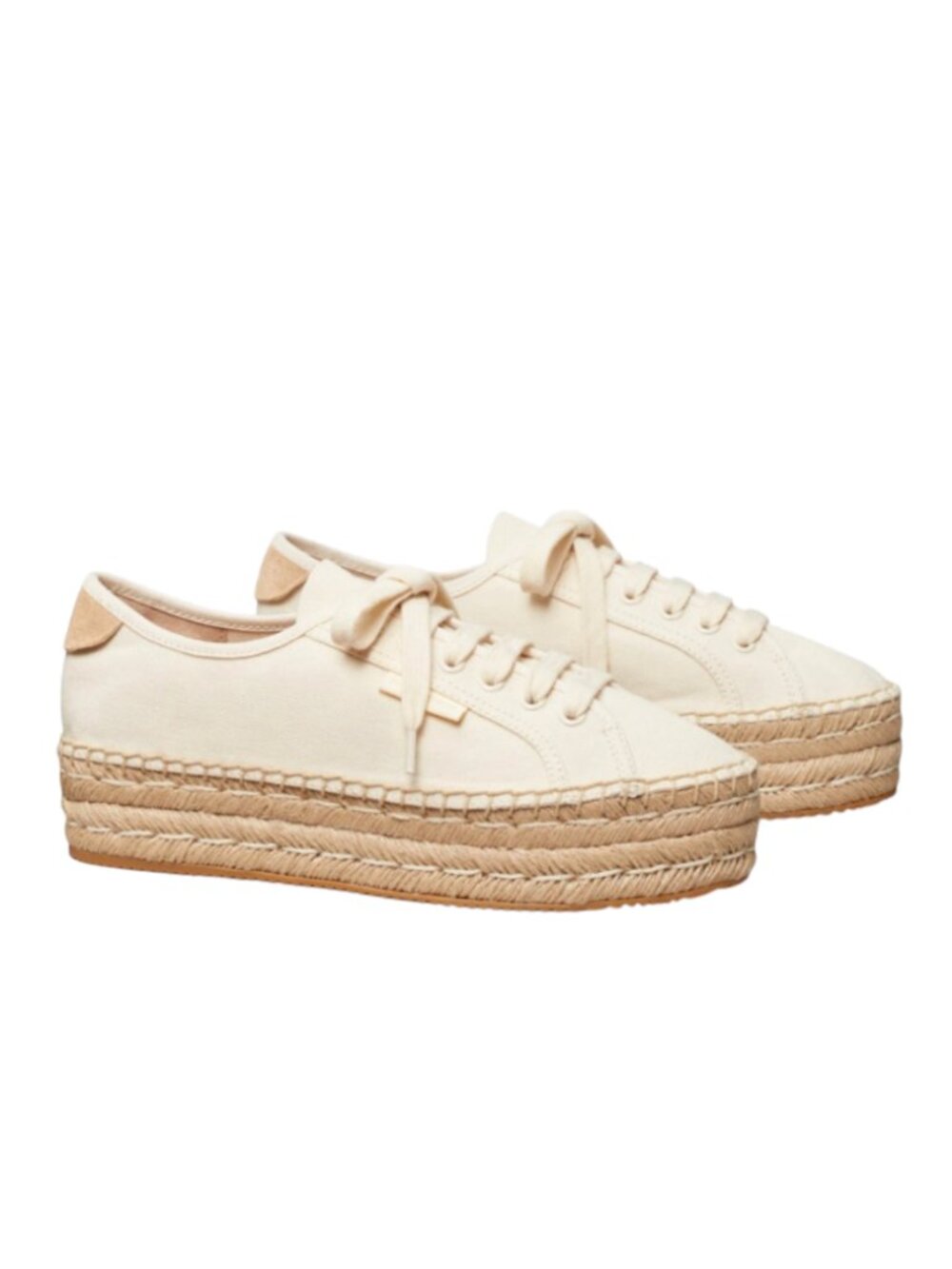 Tory Burch Cream Canvas Platform Espadrille Sneakers